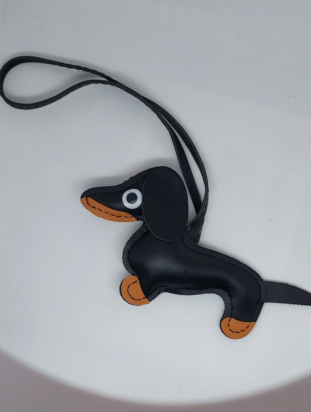 Dachshund Faux Leather Keychain Bag Purse Charm  BLACK NWT